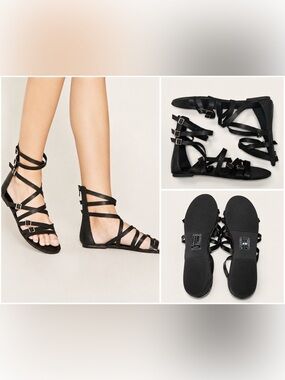 FOREVER 21 CLASSIC GLADIATOR SANDAL - BLACK SIZE 10 (NEW WITH TAGS)